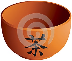 Tea, kanji character on the teacup photo